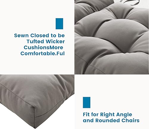 Miniatura 5 de BLISSWALK Cojines para sillas de exterior, 3 piezas, sofá biplaza para exteriores, cojín de patio acolchadode mimbre para muebles de patio para todo