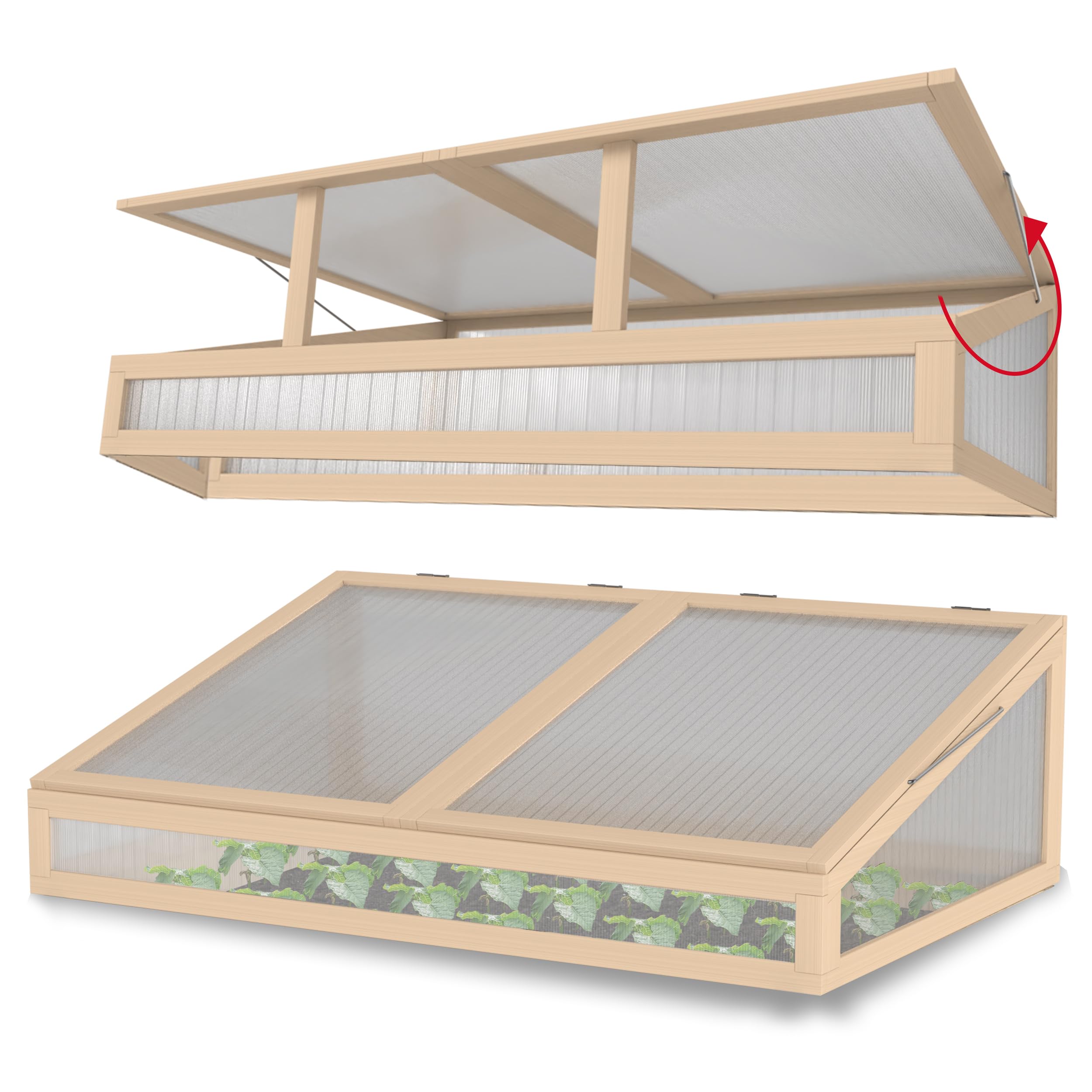 Schroth Home Frühbeet, Frühbeetaufsatz, Frühbeetkasten, Anzuchtkasten für Hochbeet, Blumenkasten, Anzucht Gewächshaus, Hochbeet Abdeckung, Pflanzkasten Minigewächshaus – 120 x 80 x 40 cm