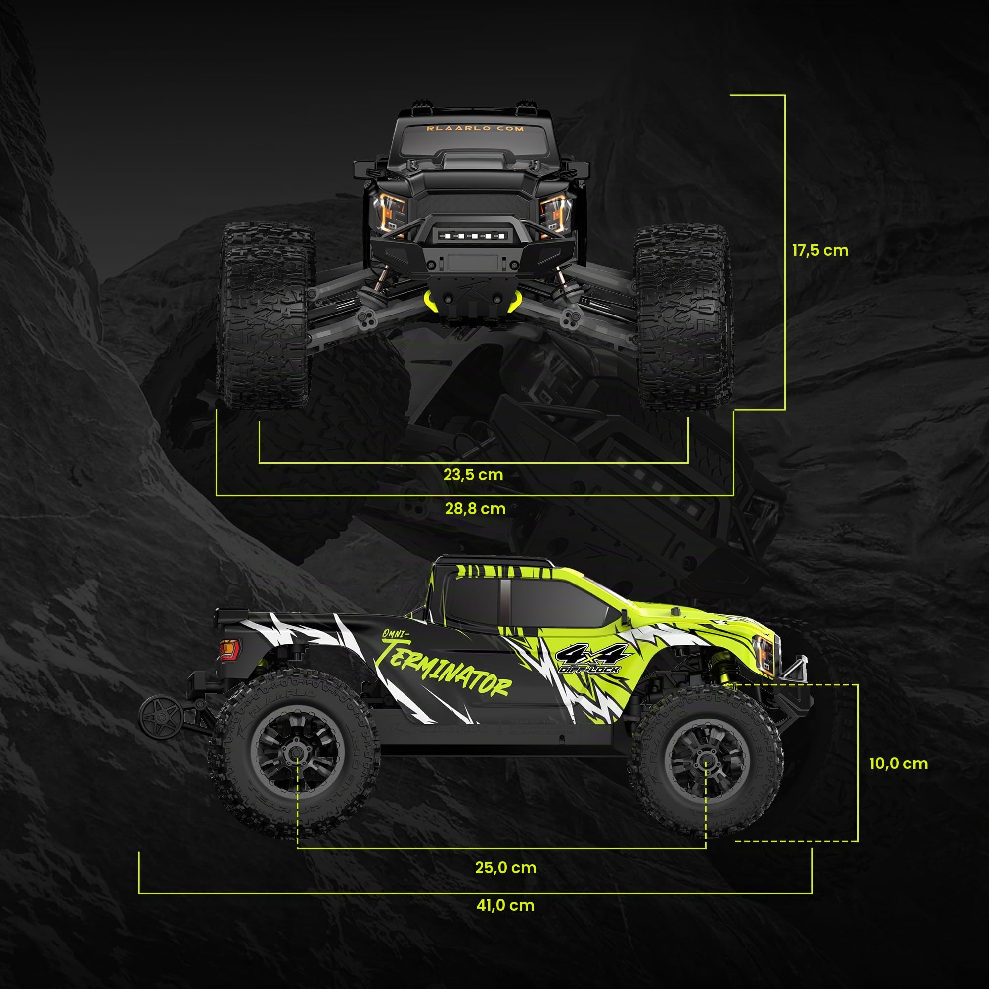 RIAARIO Coches Control remoto Mini 1:10 RC sin Escobillas para Adultos Max 50 mph Todo Terreno Camiones de Recreación Eléctricos Todo Terreno Monster Trucks 4WD Camión Control remoto Impermeable con