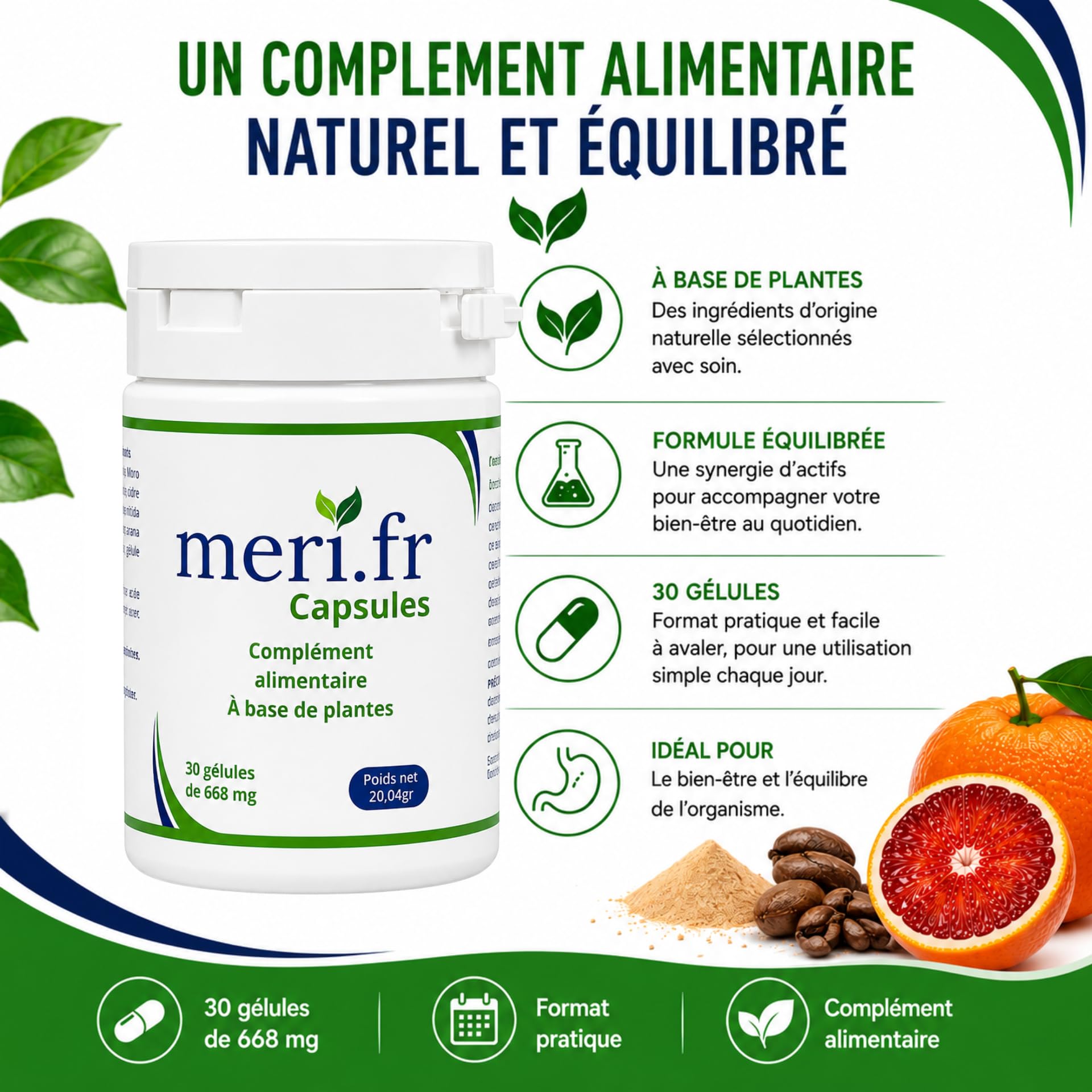 Meri.fr Capsules au Guarana et Orange Sanguine