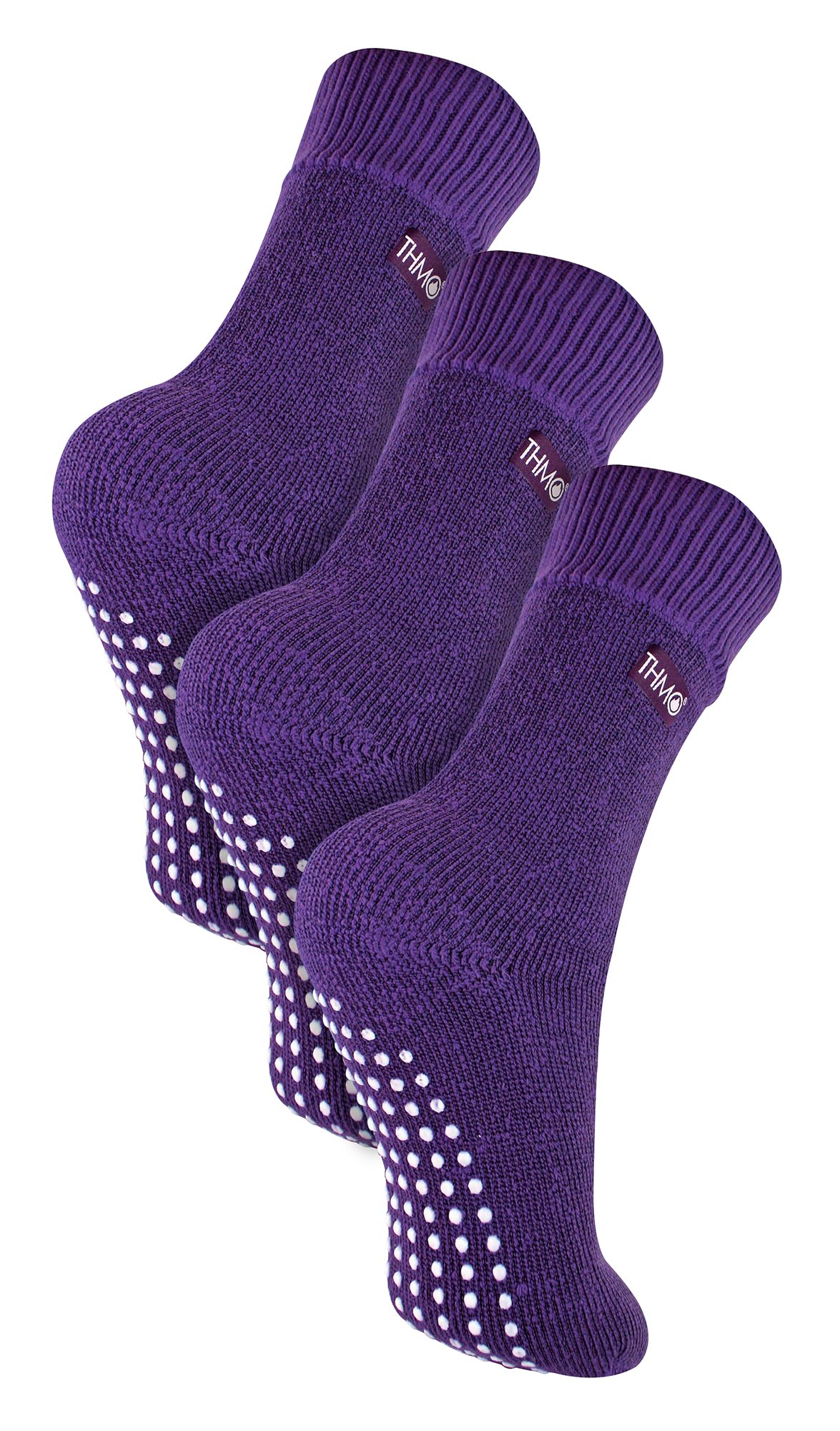 THMO Boy's Thermal Slipper Socks - Grips - Purple - 4-6 Years