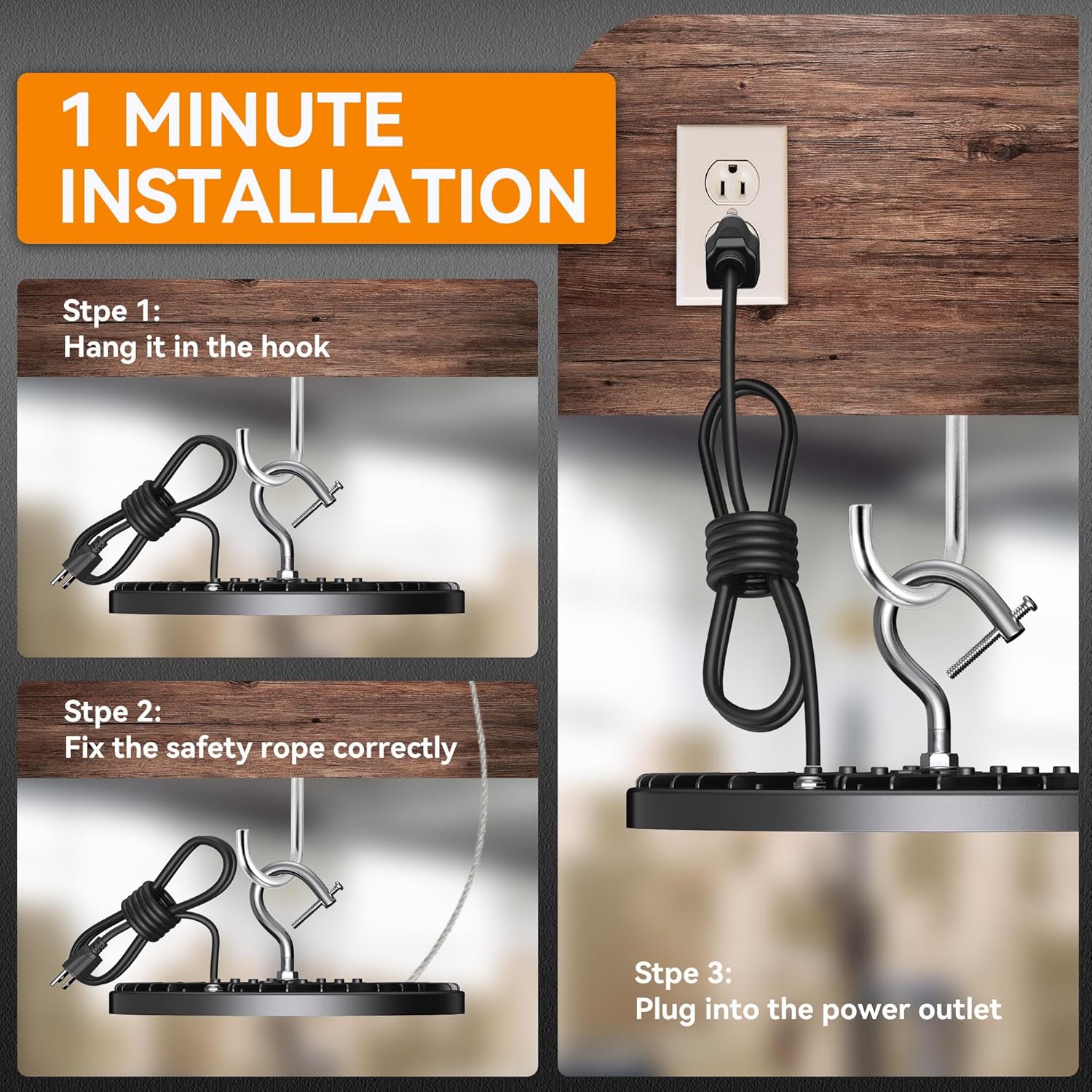 10 Pack UFO Led High Bay Light 200W, 30000lm, 6000K Daylight ETL Listed Led Shop Lights with 5' Cable US Hook, IP65 Waterproof Commercial Lighting Fixture for Warehouse Workshop Barn Garage