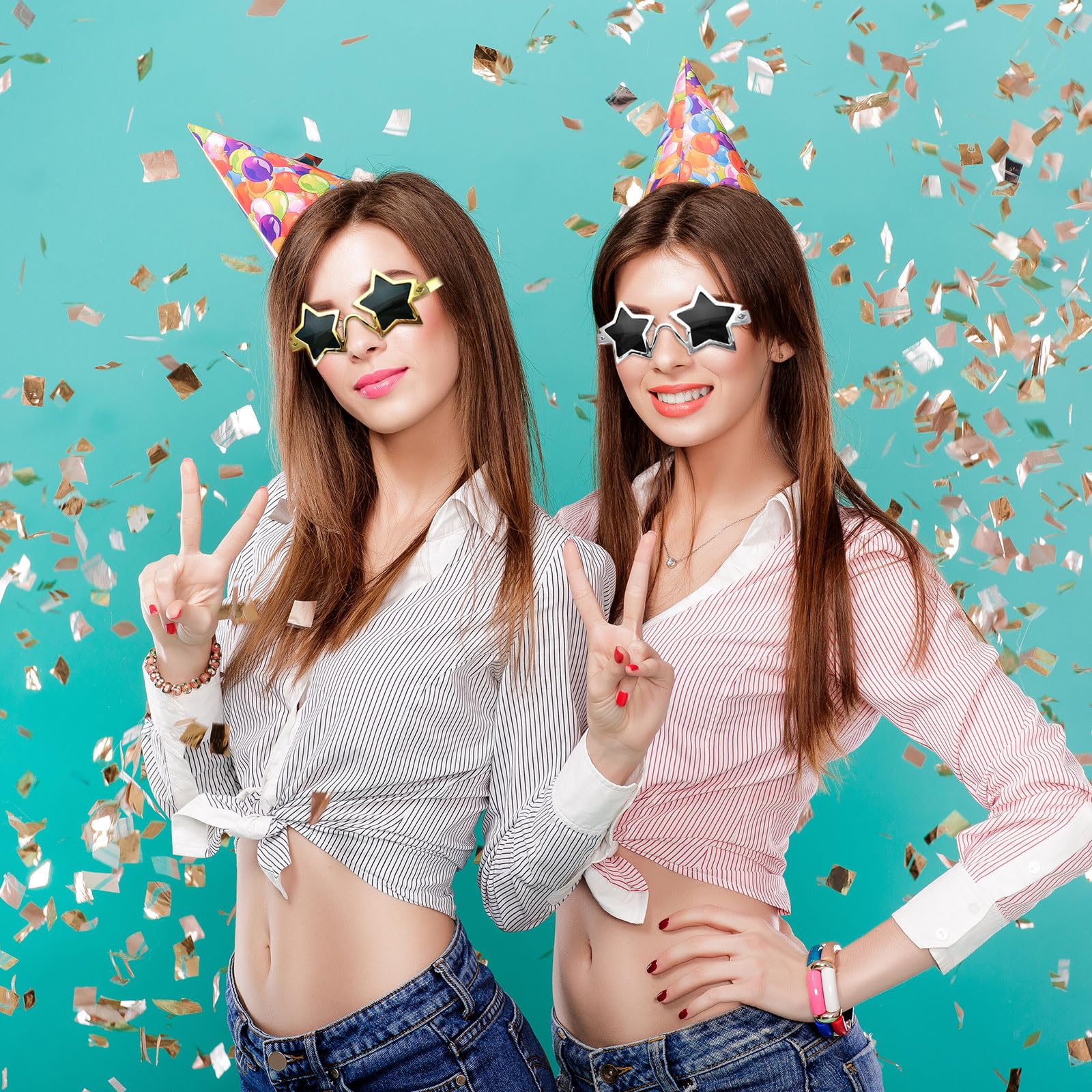 TUONYIS 4 Pcs Star Shaped Sunglasses, Kids and Adults Novelty Fun Sunglasses Disco Glasses, Party Sunglasses - Image 3