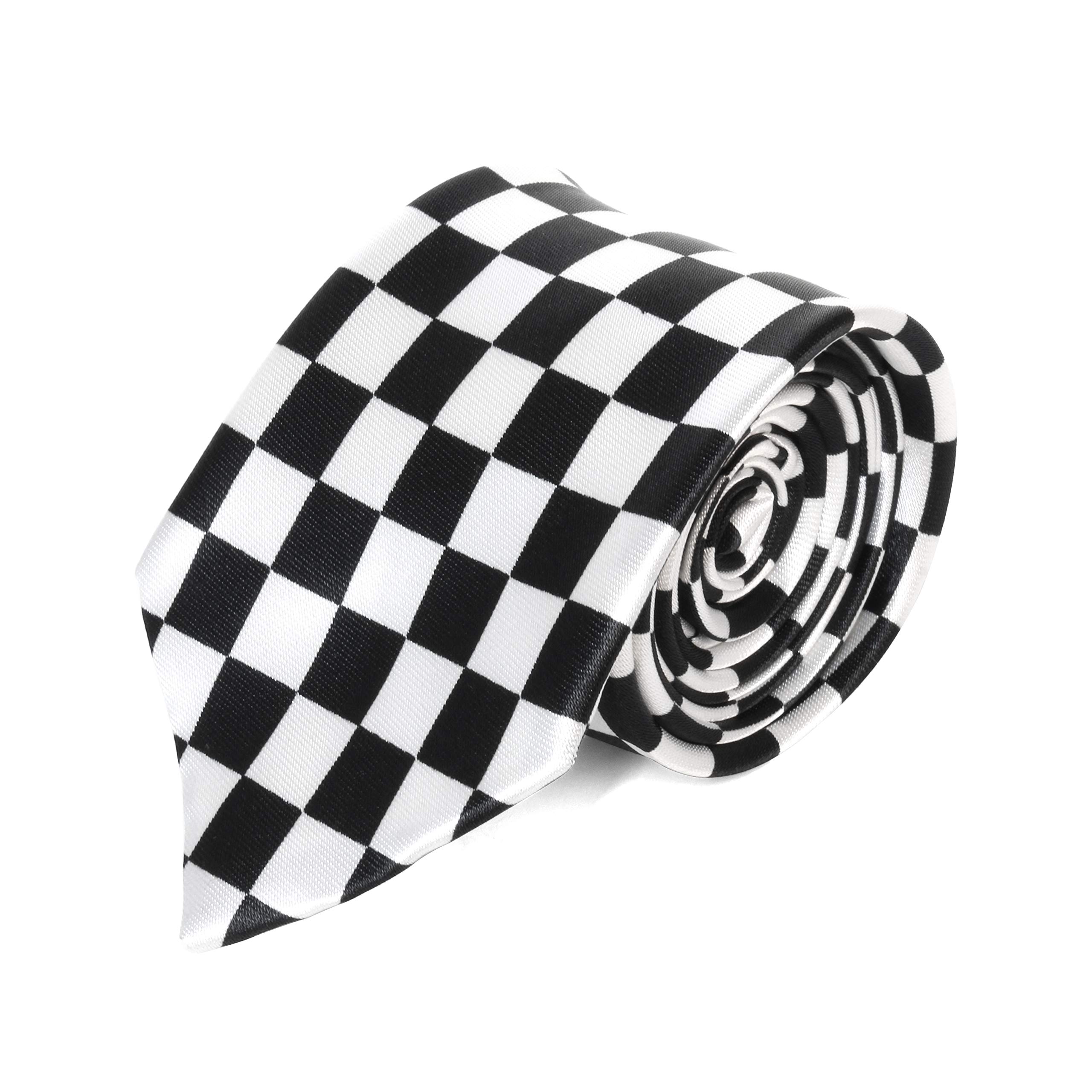 The Tie Company Men's 3 - Black / White Checkerboard The Tie Co™ Funny Novelty Printed Joke Fancy Dress Gift Ties (3 - Black/White Checkerboard)