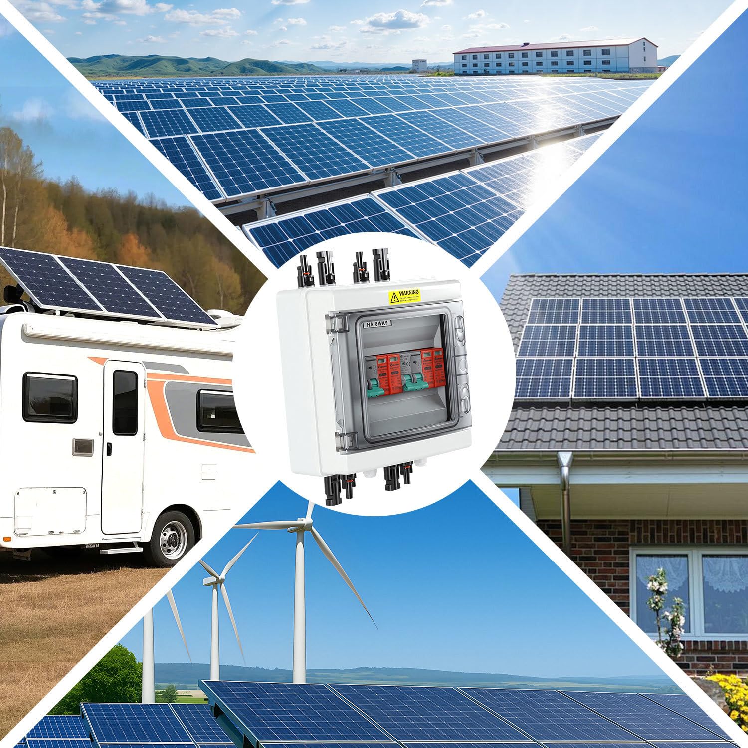 Photovoltaik Überspannungsschutz pv 2-String Kombigerät, 1000V 32A DC, IP65 wasserdicht, mit DC-Leitungsschutzschalter und Blitzschutz für PV-Anlage