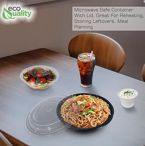 Miniatura 6 de Recipientes redondos de plástico para preparación de comidas con tapas para microondas de 18 onzas  Contenedor de almacenamiento de alimentos