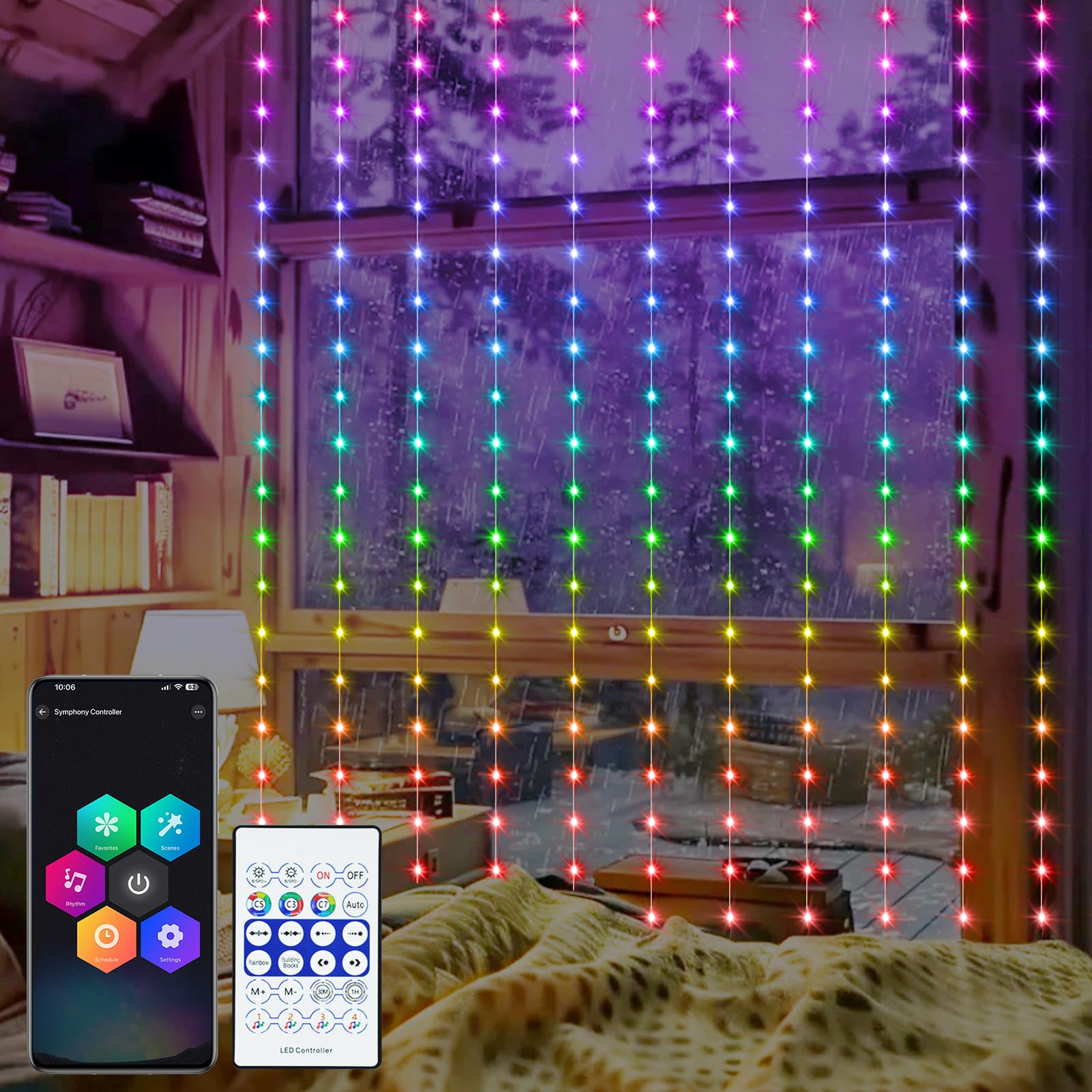 Snapklik.com : Echosari Smart Curtain Lights 6.6 X 9.8Ft 16 Million