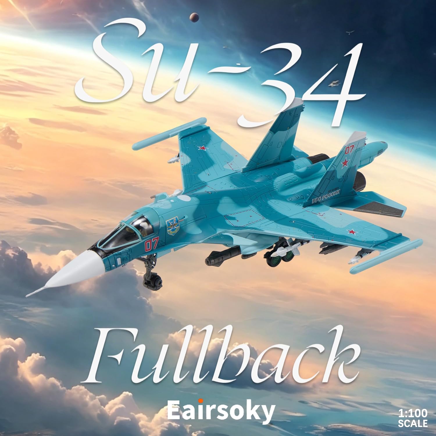 1:100 Scale SU-34 Fullback Die-cast Aircraft Models Pre-Built