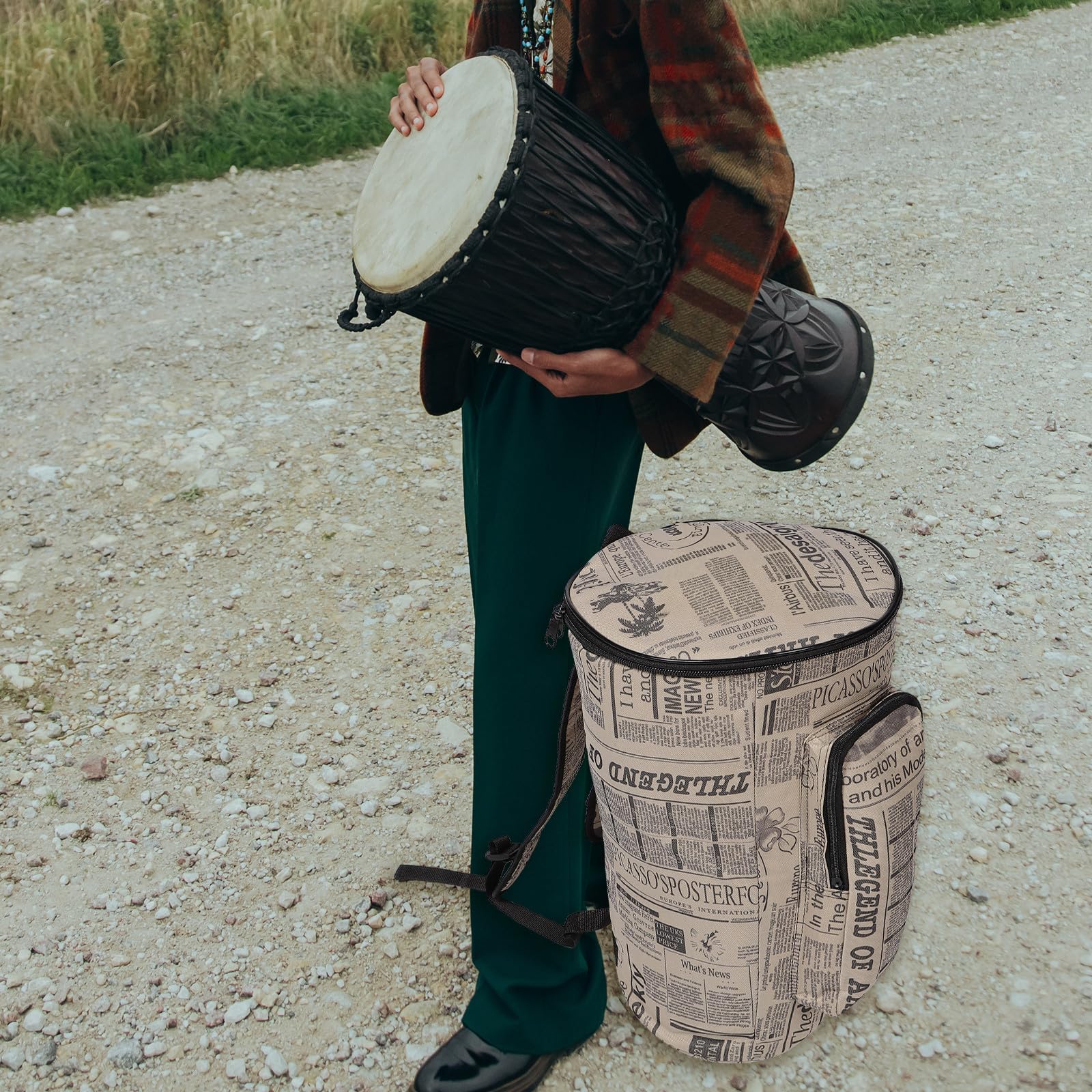 Paquet de Transport pour Tambour Africain en Toile et Mousse, Grosse Capacité, Protège le Djembé Bretelles Épaules, pour Transporter des Instruments de Musique