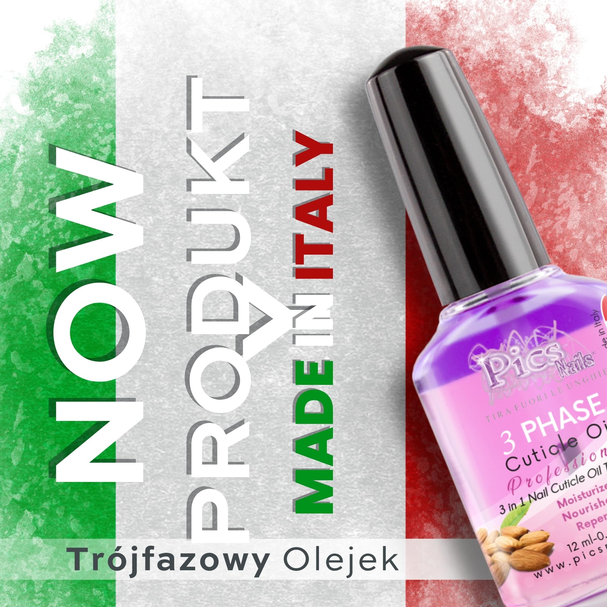 Olejek do skórek do paznokci premium 12 ml, wyprodukowany we Włoszech, formuła do pielęgnacji skórek z olejkiem z czarnej porzeczki, migdałów, jojoba i siemię lniane, regenerujący i nawilżający do