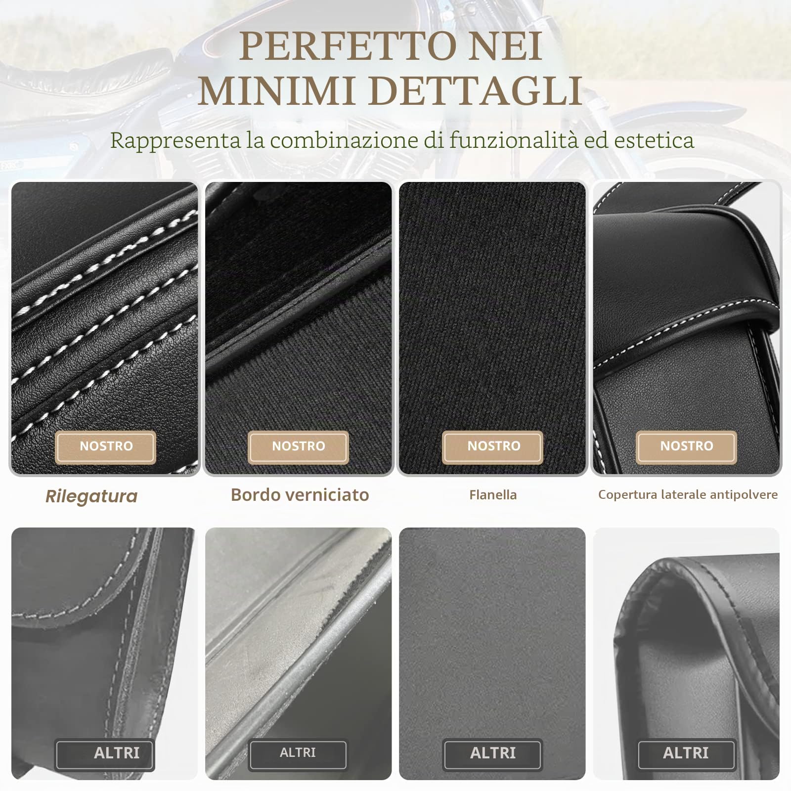 NICECNC Borse da sella per moto in pelle PU, Borse Laterali Da Sella Per Moto Di 22L Grande Capacità Con Portabicchieri E Serratura, compatibile con Softail Dyna Iron Fat boy V-star Shadow Vulcan,Nero