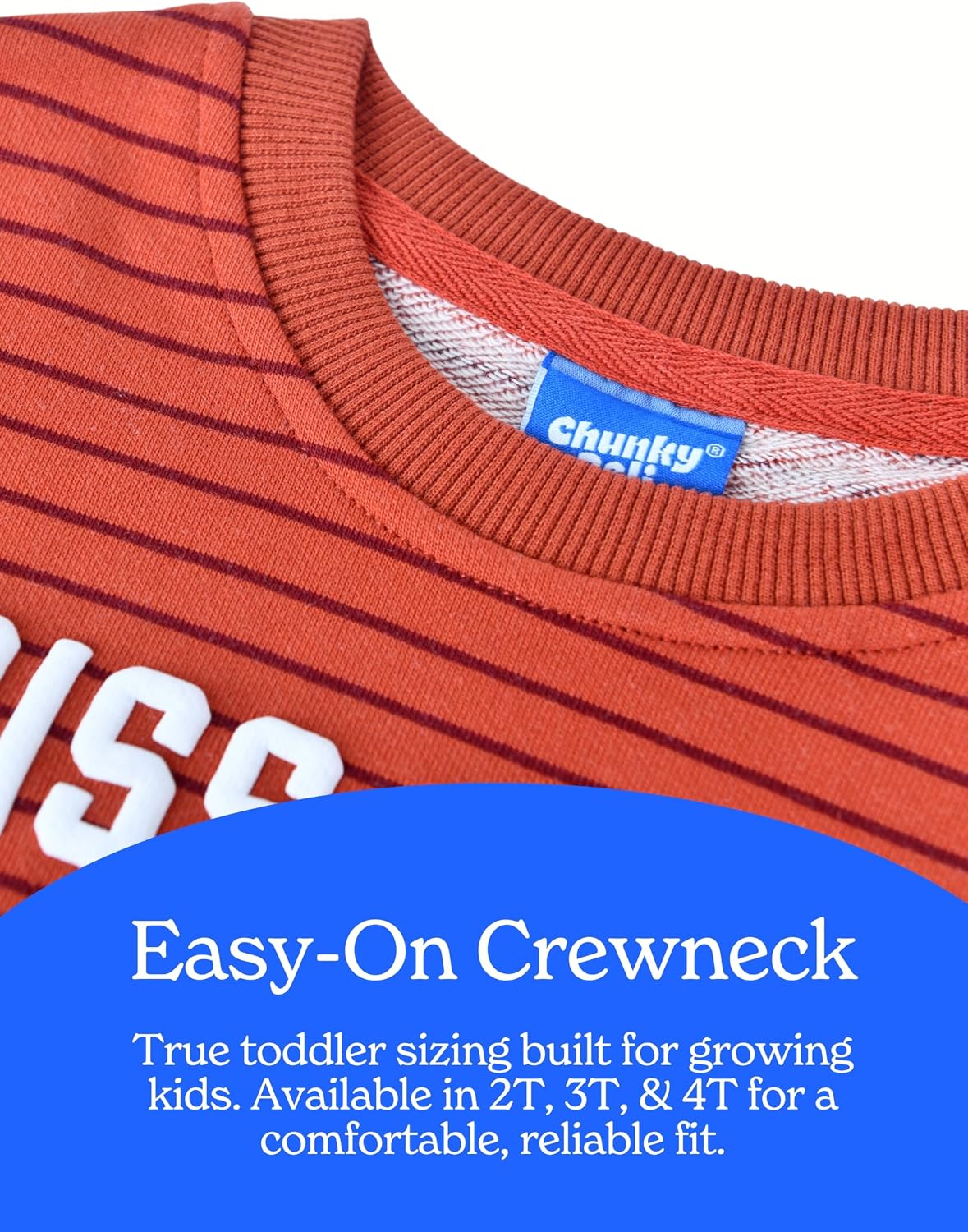 Chunky Deli Foodie Kids Crewneck Sweater 100% Cotton 3D Puff Print Lettering Nostalgic Unisex Striped Knitwear Sizes 2T 3T 4T