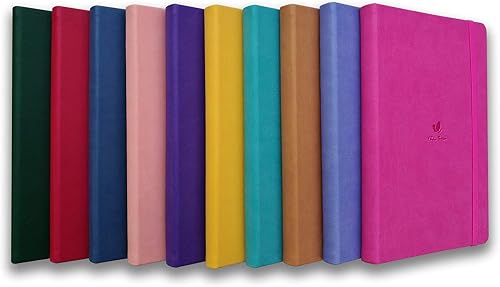 Miniatura 7 de Cuaderno de tapa dura con bucle para bolígrafo, diario de escritura A5, 5.7 x 8.3 pulgadas, rayas universitariasforradas, 192 páginas numeradas de