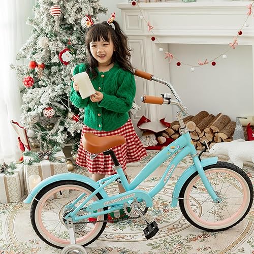 Miniatura 5 de ACEGER Bicicleta crucero de playa para niñas de 5 a 13 años, 16, 18, 20, 24 pulgadas, bicicleta de una sola velocidad para niños, incluye freno