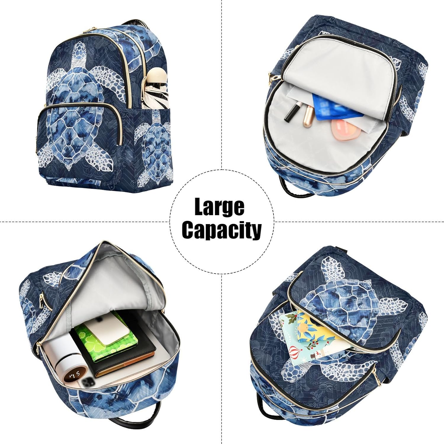 ALAZA Blue White Sea Turtle Mini Backpack Purse for Women Travel Bag Lightweight Shoulder Bag Fashion Daypack - Image 5