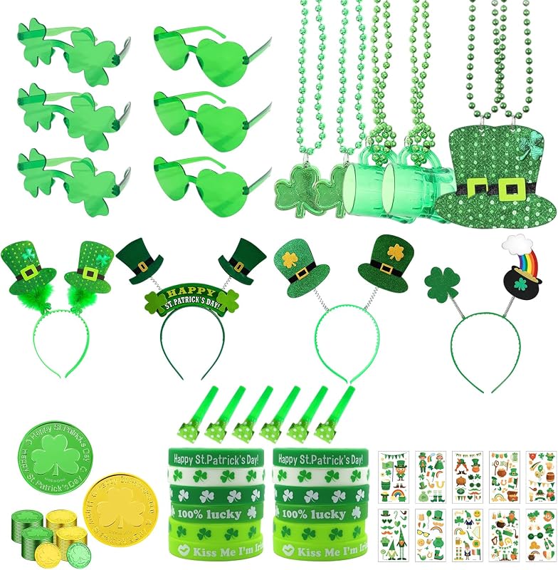 St Patricks Day Accessories, 160 Pcs St Patricks Day Party Favors Set For St Patricks Party, Irish Events Parades for Adults