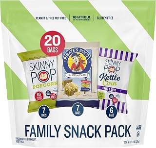 Family SnackPack Original, Pirate's Booty and SkinnyPop Kettle, Gluten Free, Non-GMO, Vegan Popcorn, Healthy Snacks, 0.5oz Indivudlaly Sized Bags, (20 Count)
