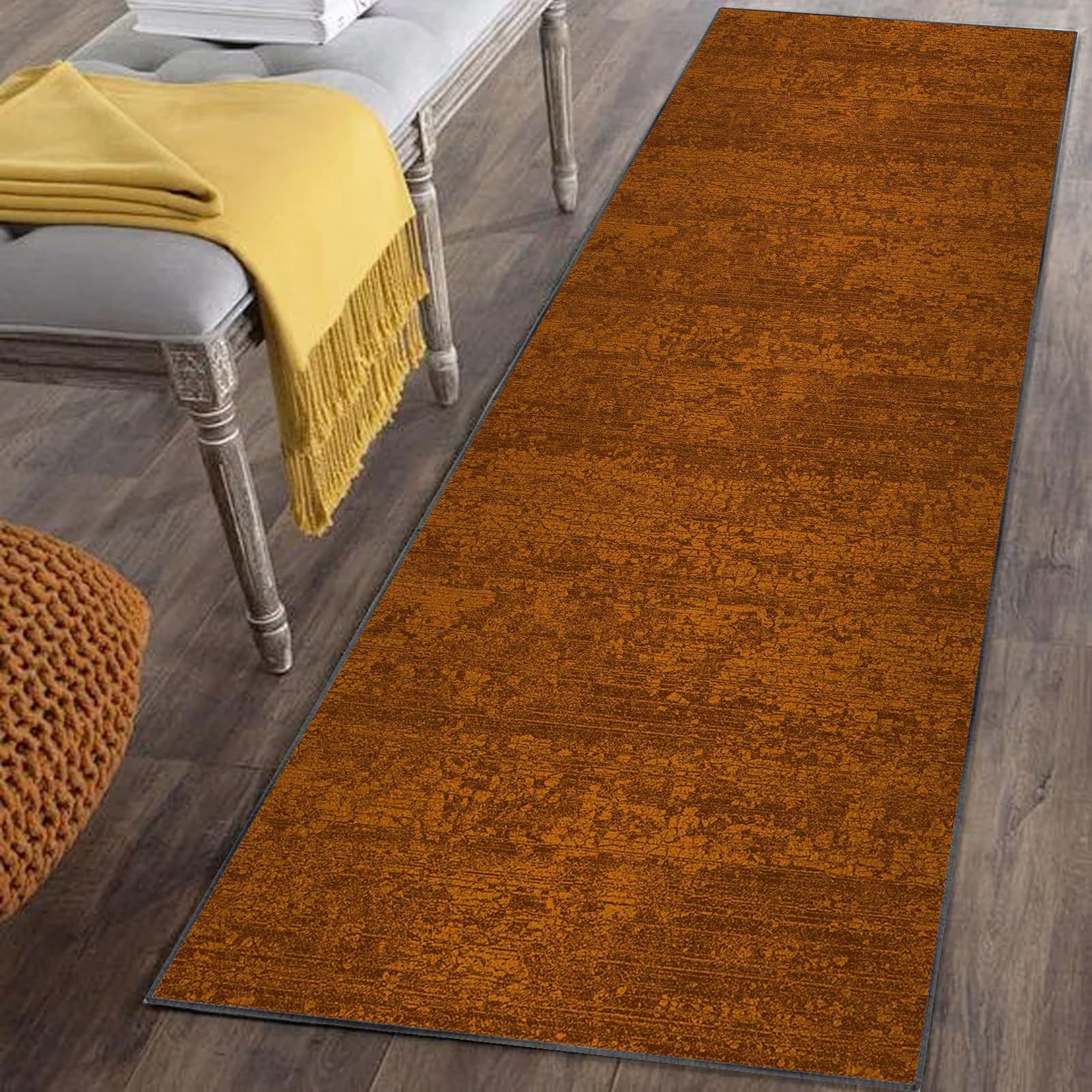 Runner Rugs for Hallways Non Slip Long Kitchen Rugs 120 x 450 cm Brown Heavy Duty Carpet Runners for Hallways Kitchen Washable Hallway Hall Runner Narrow Rugs for Entryway Door Mat Carpet Floor Mat
