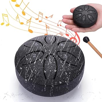 BUSOHA Rain Drum for Outside Garden,3 Inches 6 Notes Steel Drum