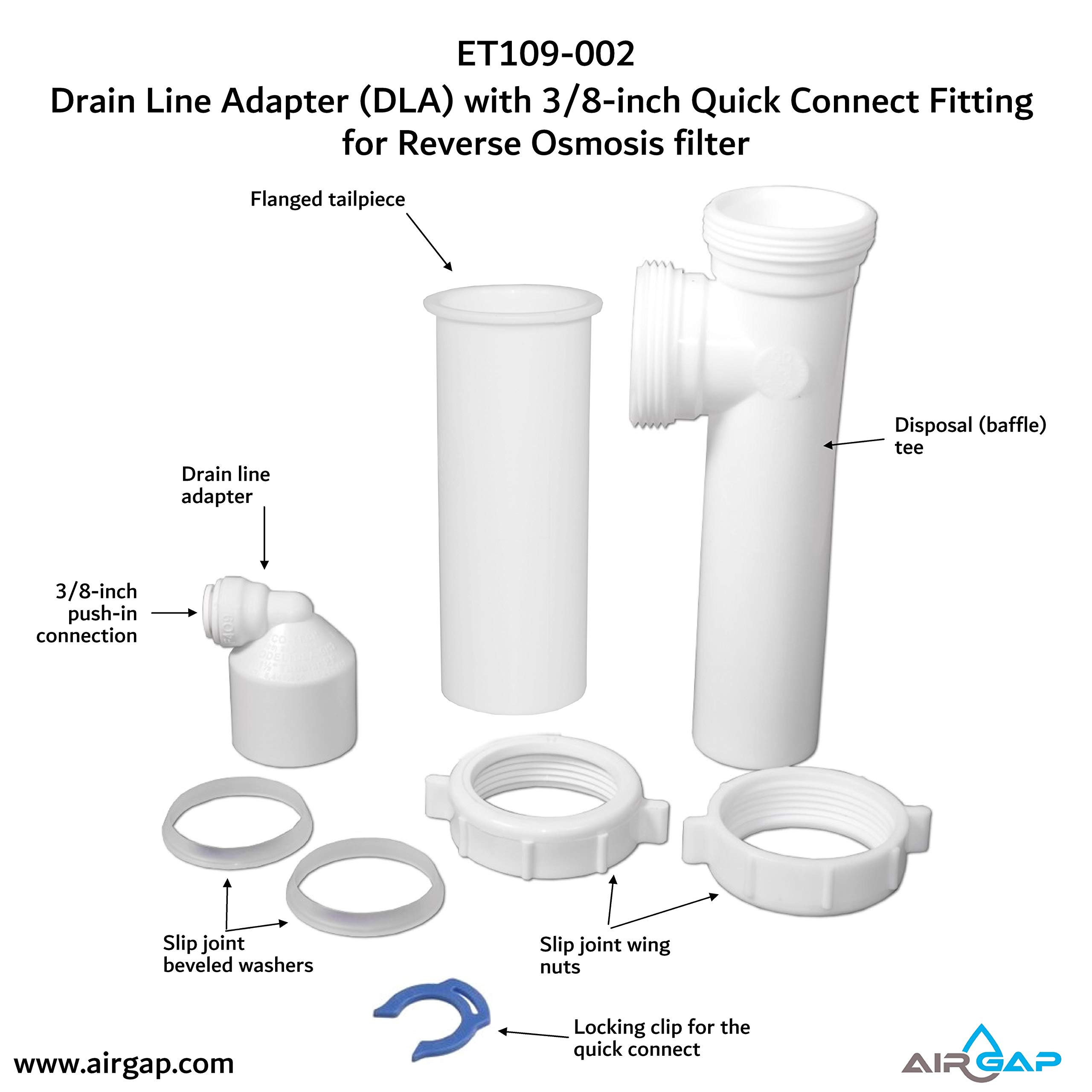 Reverse Osmosis Water Filter Drain Line Adapter With 3/8 inch Quick