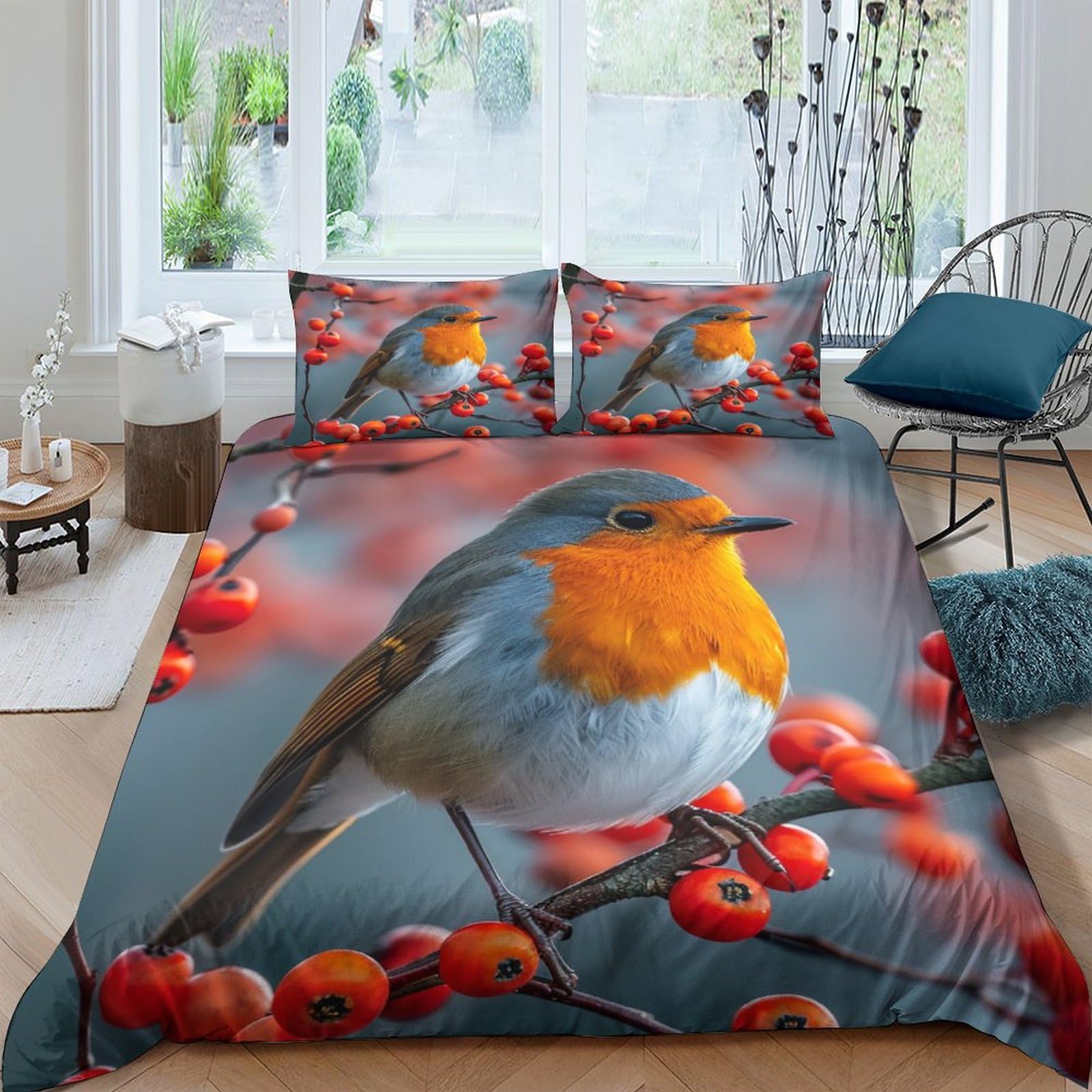 Parure de lit 200x200 cm avec housse de couette en microfibre et taies d'oreiller