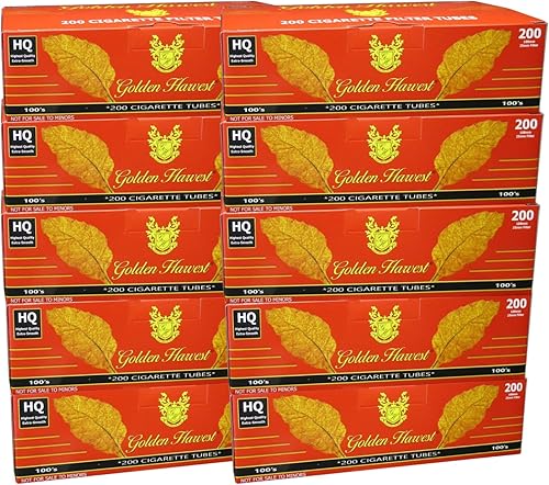 Miniatura 5 de Golden Harvest - Tubos de cigarrillos de tamaño King, color azul claro, 200 unidades por caja, tubos RYO 2000 (paquete de 10) (ligero, tamaño king)