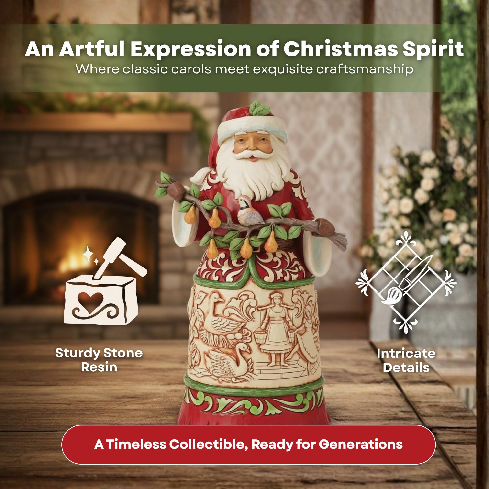 Enesco Jim Shore Twelve Days Santa Worldwide Ev Heykelcik