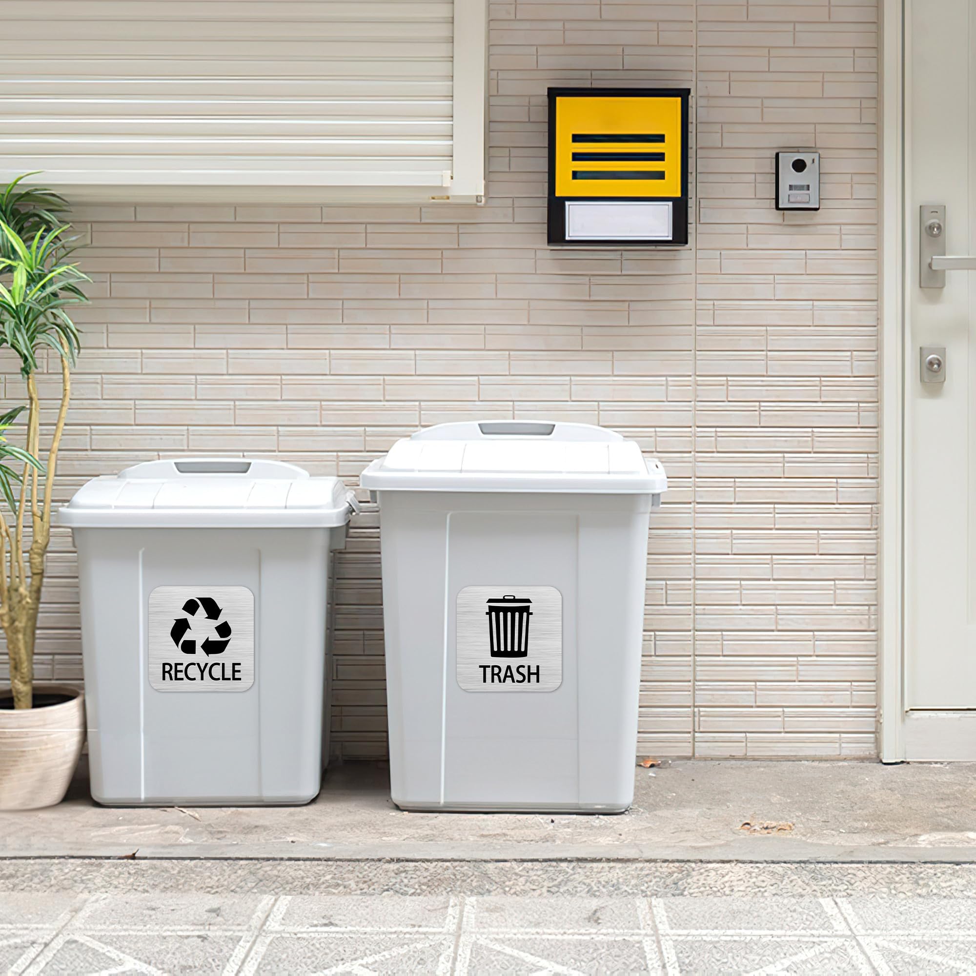 Recycling- Und Müllmagnete Aufkleber Für Recyclingbehälter Und Küchendosen, 2 Magnetische Aufkleberkleber Für Müllbehälter, Mülleimer Im Freien