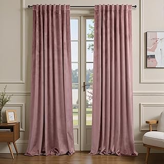Dusty Rose Pink Velvet Curtains 84 Inch Length for Girls Bedroom 2 Panel...