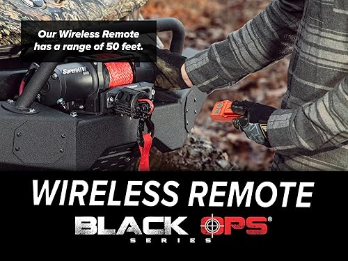 Miniatura 6 de SuperATV Cabrestante negro Ops de 12,000 libras con control remoto inalámbrico y cuerda sintética para UTVsJeepsSUV  Motor de imán permanente DC