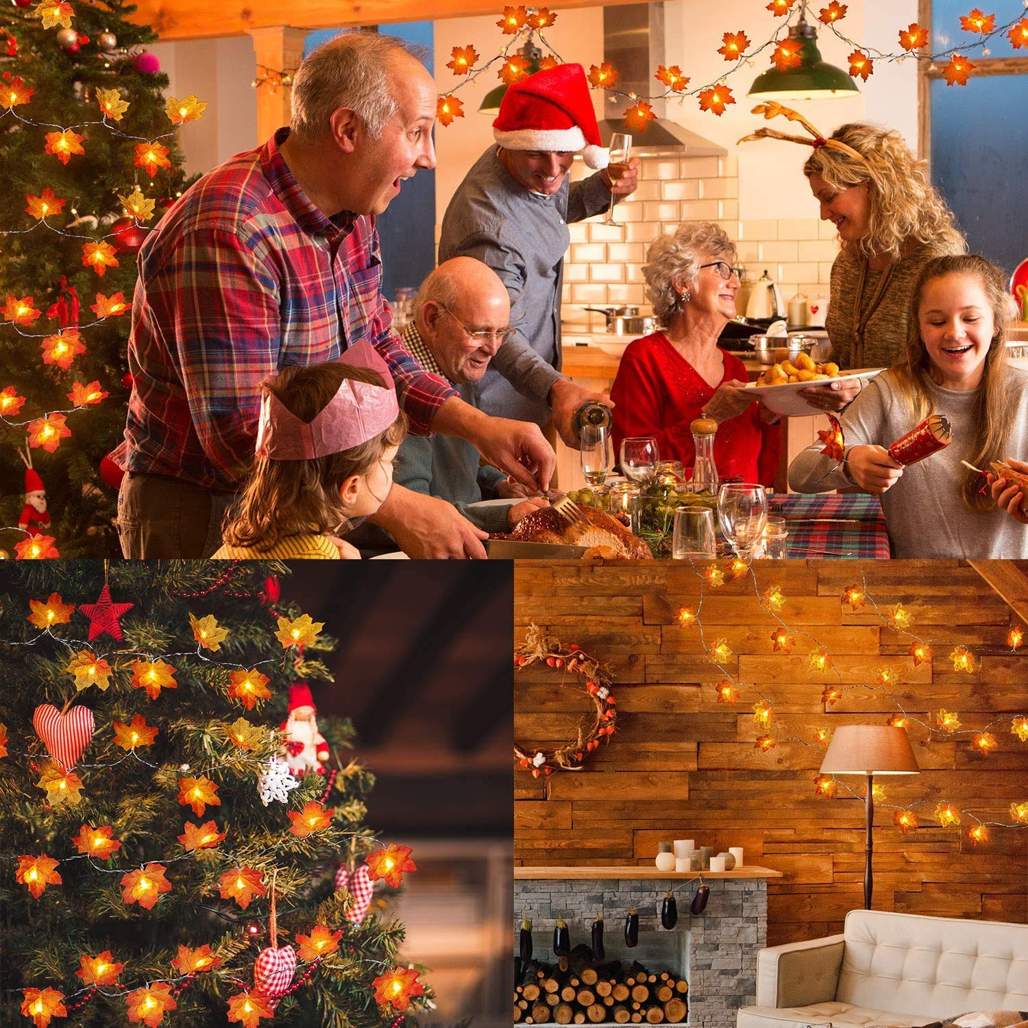 Ghirlanda Luci Foglie D'Acero Con Timer - 20 LED A Batteria Per Decorazioni Autunnali E Halloween - Foto 6