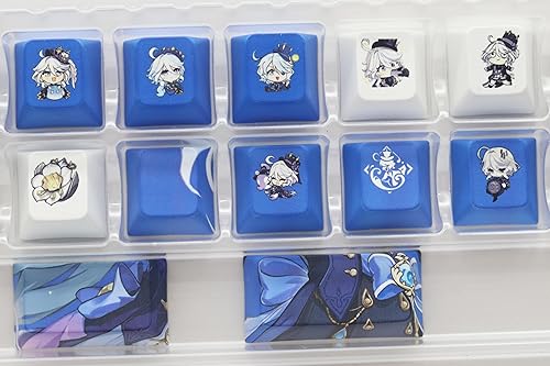 Miniatura 5 de Glacier Genshin - Juego completo de teclas de impacto para teclado mecánico, perfilado de cerezas, sublimación de tinte PBT, compatible con