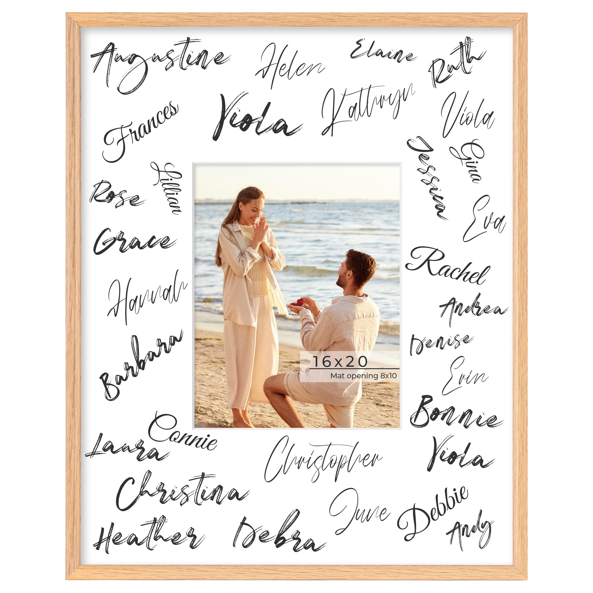 Axeman 16x20 Signature Picture Frame, Graduation Frame Board with 8x10 Photo White Mat for Wedding Graduation, Oak Frame for Wall or Tabletop Display