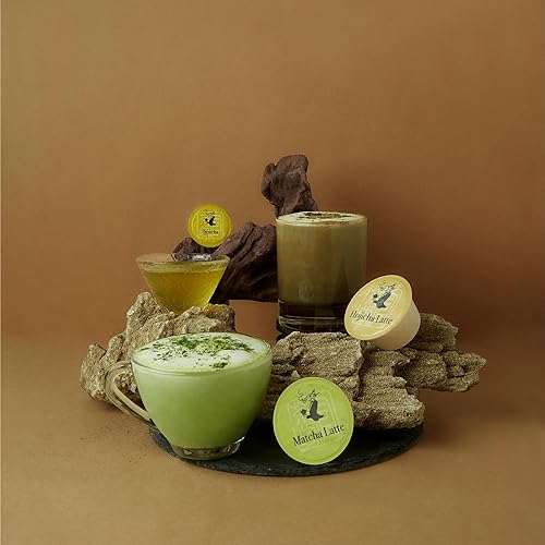 Miniatura 5 de TEA CHÂTEAU Matcha Latte - Cápsulas de leche entera de azúcar morena en polvo de Okinawa, compatible con máquinas Nescafe DG, 10 cápsulas (paquete
