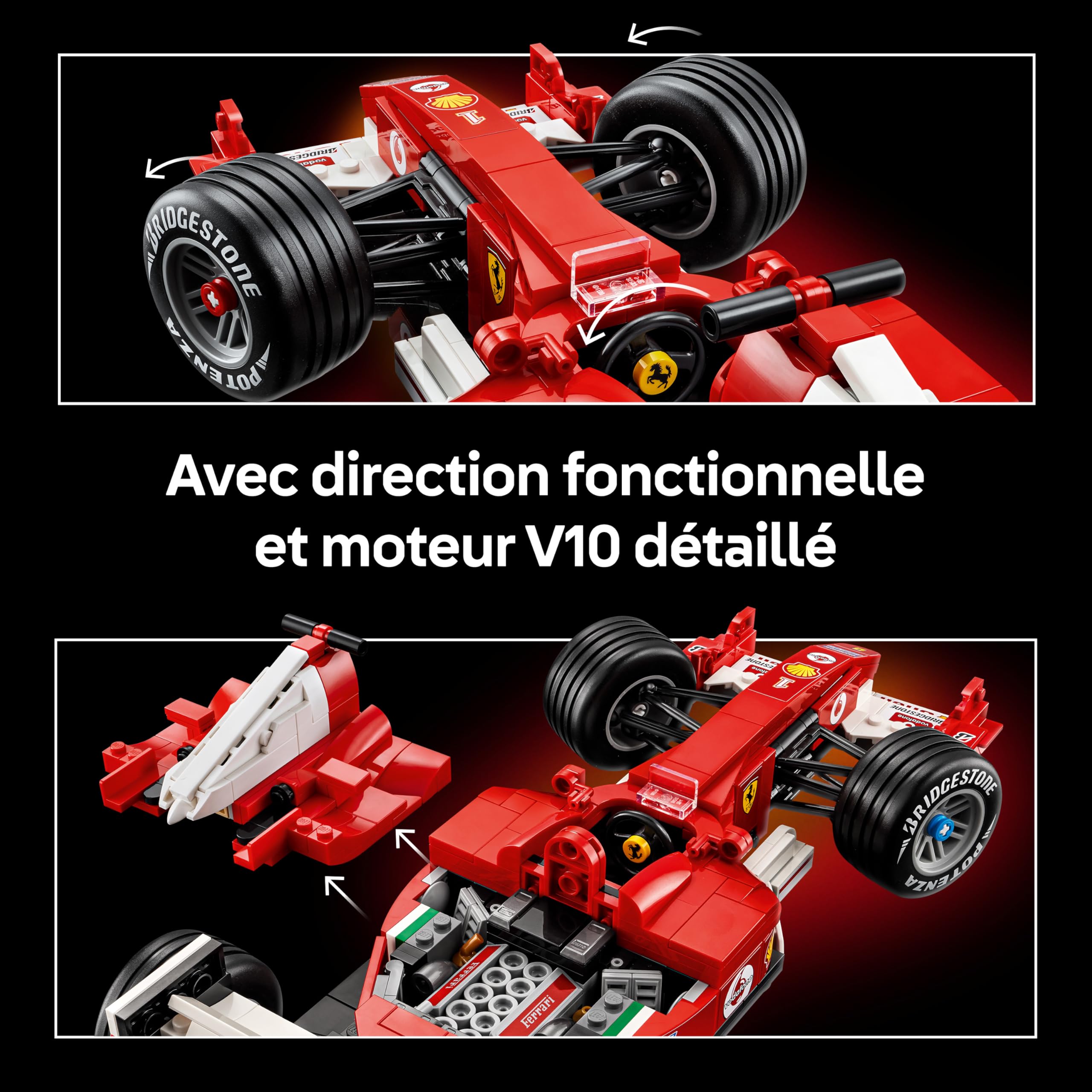 LEGO Icons Ferrari F2004 et Michael Schumacher - Maquette de Voiture F1 Adulte - Décoration - Moteur V10 & Minifigurine Collector de Pilote - Cadeau Formule 1 DIY pour Fans de Sport Automobile 11375