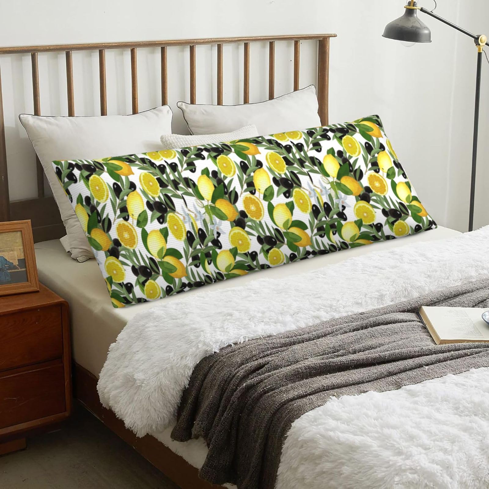 Lemon And Olive, Body Pillow Cover with Zipper,Long Body Pillowcase 20 x 60 in