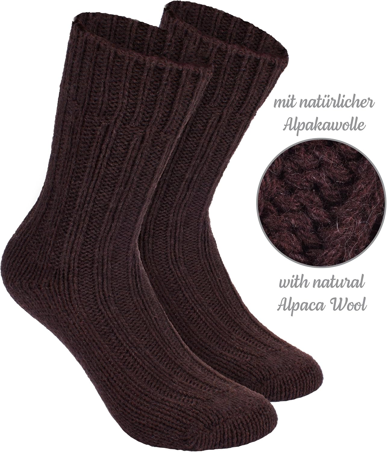 BRUBAKER Warm Alpaca Socks for Men or Women - 4 Pairs - Image 5