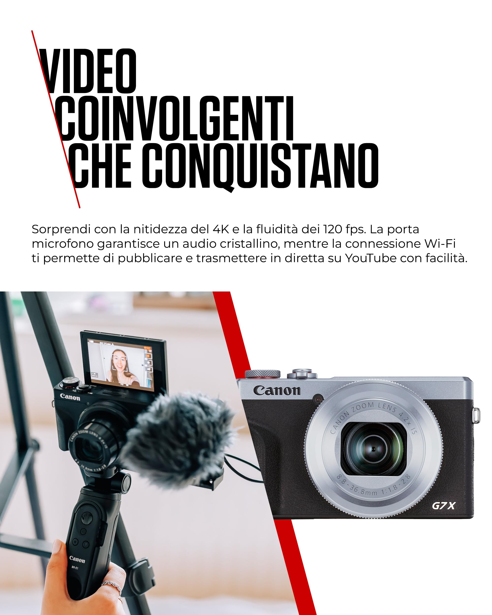 Canon PowerShot G7X Mark III (Argento) – Fotocamera Digitale Compatta con Sensore da 1 Pollice e Video 4K - Perfetta In Condizioni Di Scarsa Illuminazione E Per I Viaggi