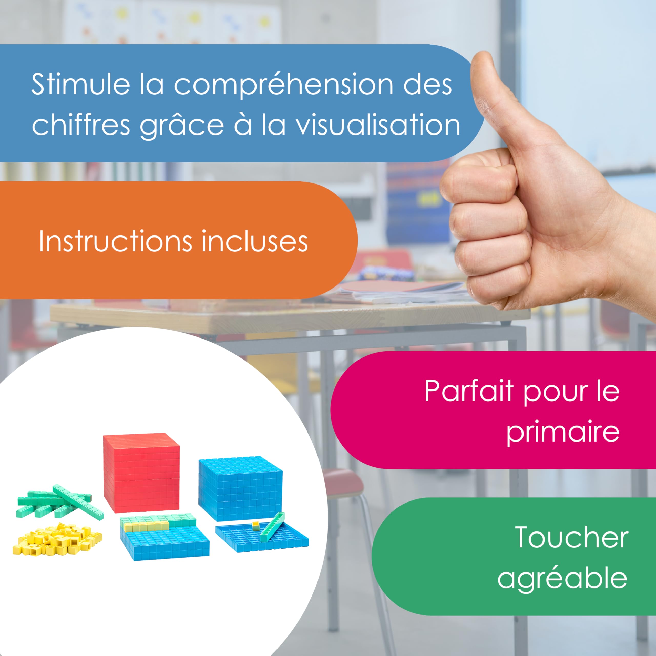 WISSNER® aktiv lernen - Set de calcul décimal de base, 121 pces en bte carton - RE-Plastic®