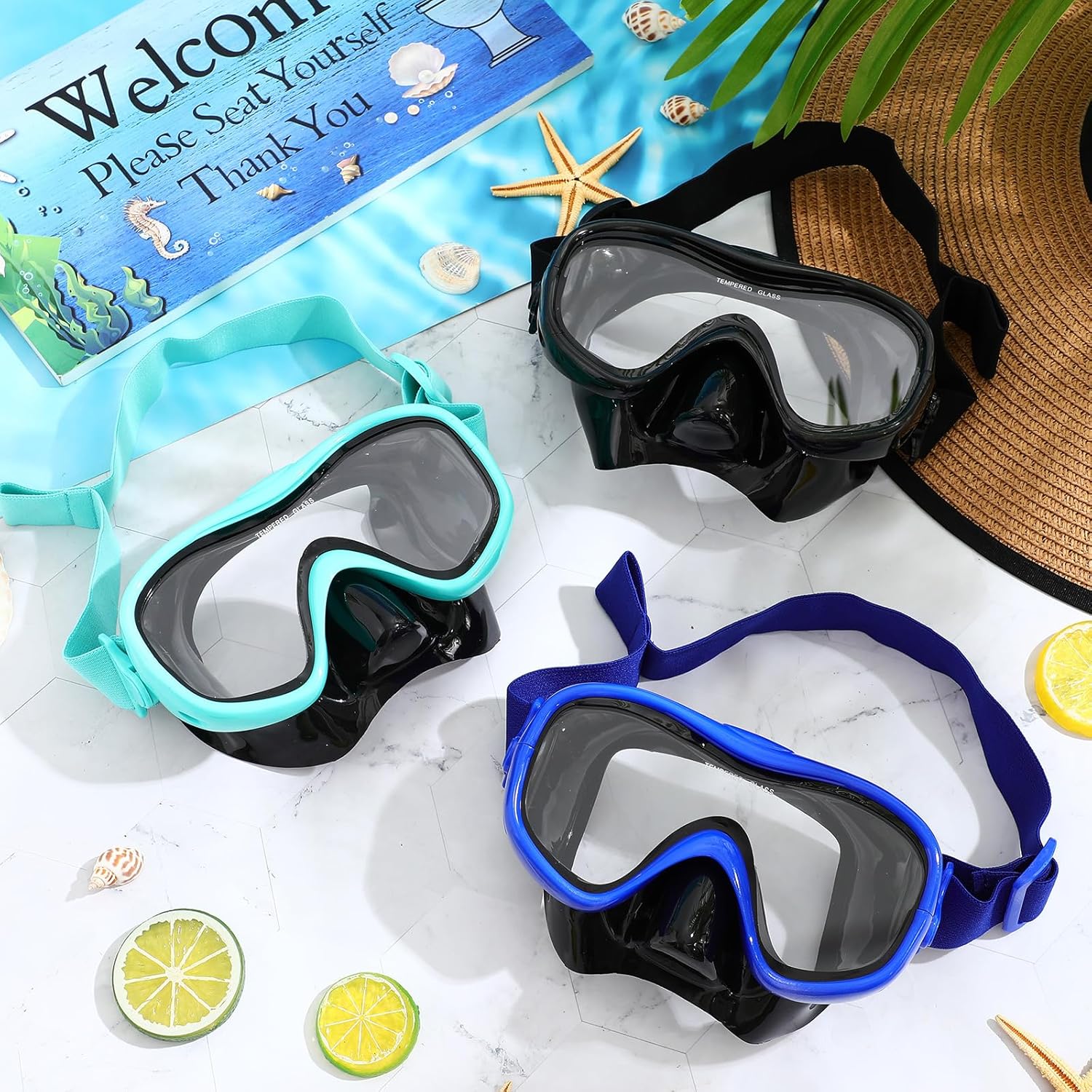 Relaxweex 3 Pcs Adult Youth Swim Goggles with Nose Cover Elastic Strap View Clear Waterproof for Snorkeling Diving Swimming