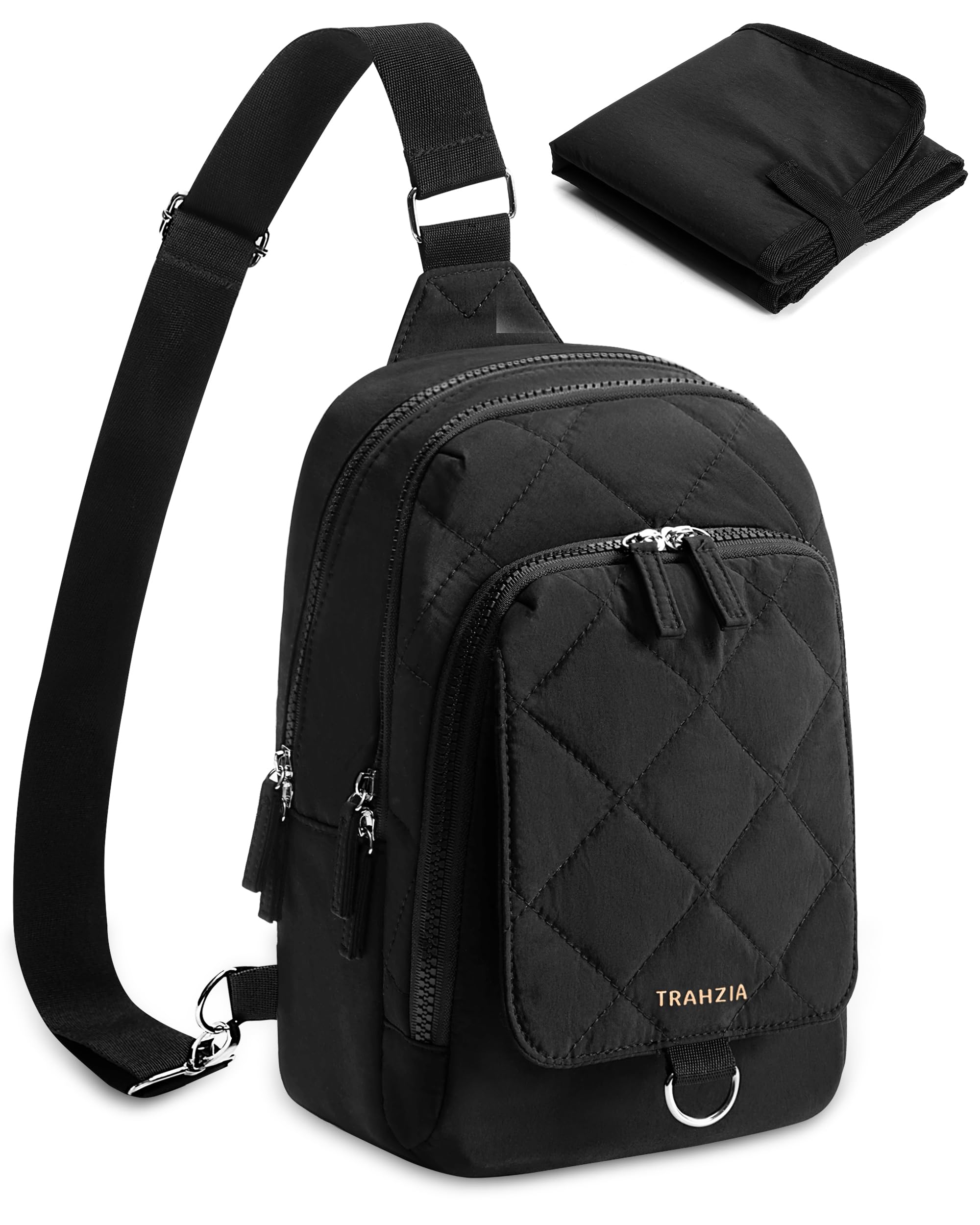 Mini Diaper Bag with Portable Changing Pad, Small Crossbody Diaper Purse with Wipe Pouch for Travel and Daily Use, Black (Empty Bag)