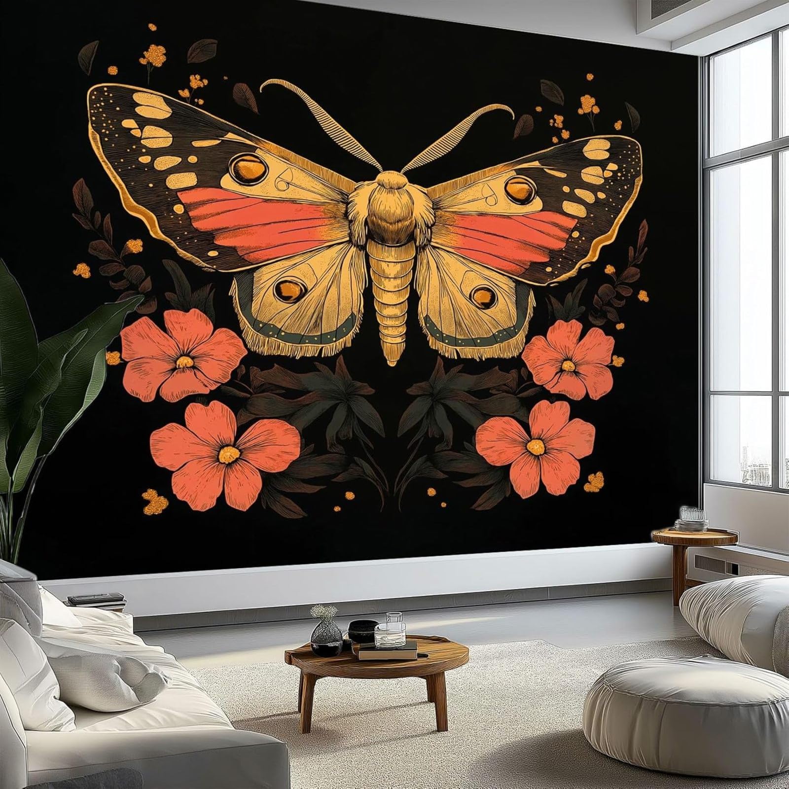 Kfjhgbdshhj 3D Mural Photo Wallpaper, Non-Woven Wallpaper, Wall Covering, Retro Wall, Bedroom, Living Room, Black, 300Cm X 210Cm