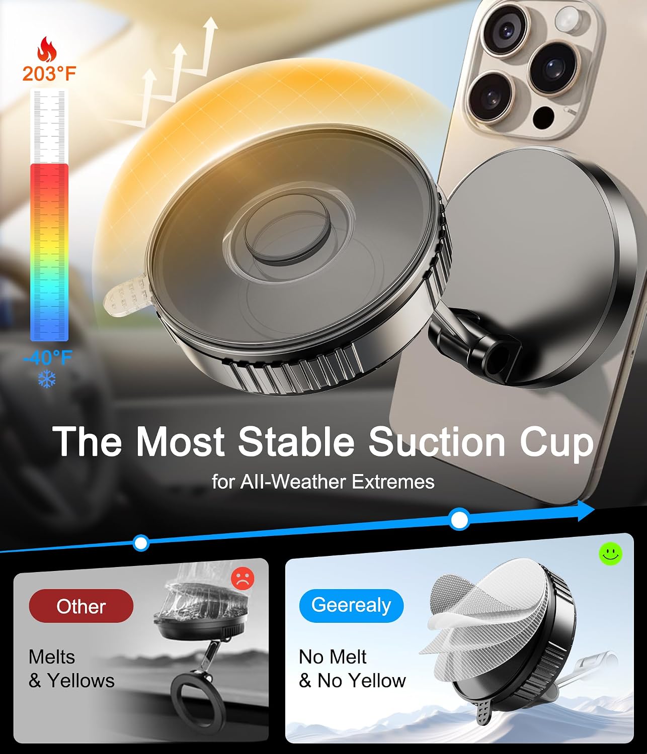 for 25W Magsafe Car Mount Charger, Suction Cup & Adhesive Combined Mount[More Stable] Fast Charging Car Phone Holder 25W Magnetic Wireless Car Charger for iPhone 17 16, 15W for iPhone 15 14 13 12