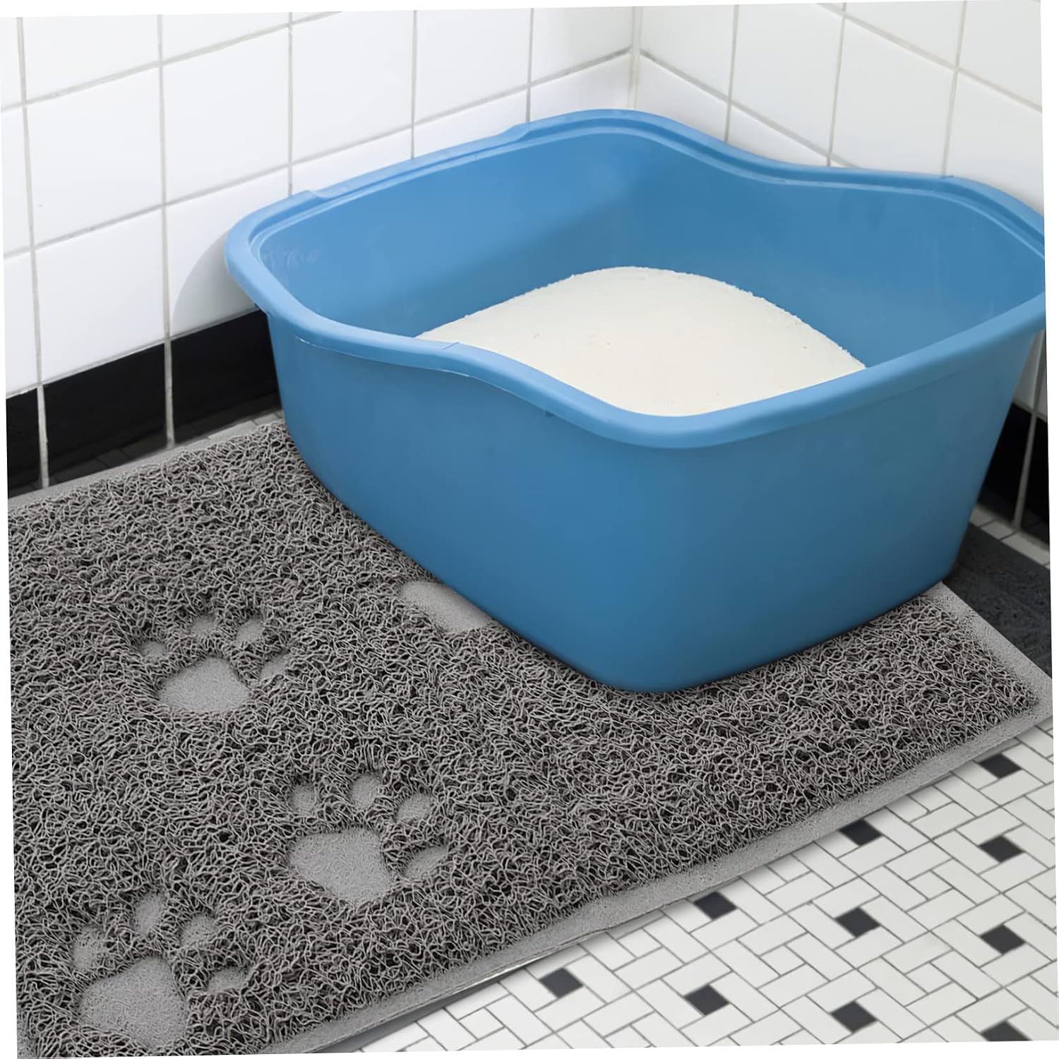 DOITOOL 4pcs Cat Litter Mat Adorable Pvc Pet Mat Non- Design for Easy Cleaning Household Cat Pad for Litter Boxes and Feeding Areas Light Grey