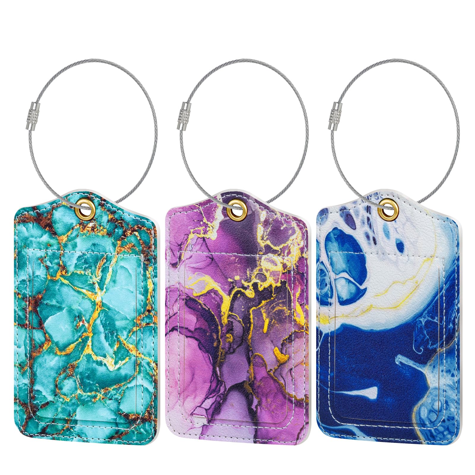 Fishent Luggage Tag, 3 Pack Travel Cruise Luggage Tags for Suitcases, Cute Suitcase Tags Identifiers Bag Tags with Privacy Flap, Baggage Name Tag for