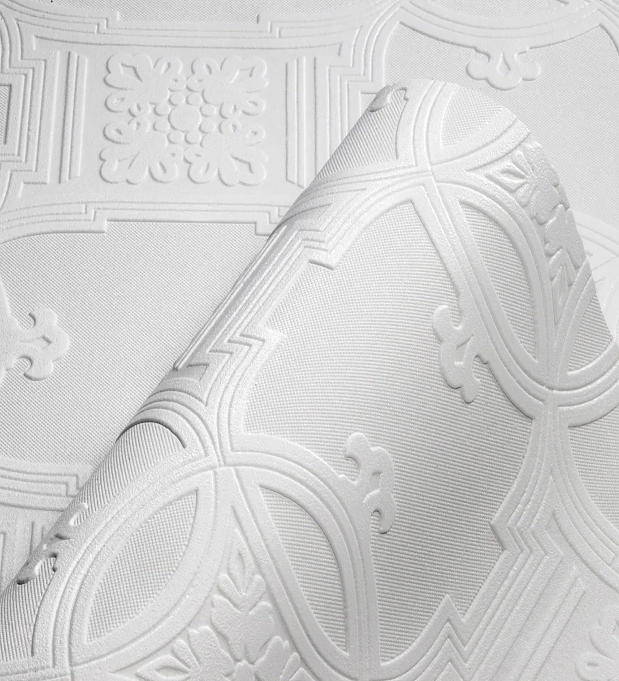 Papier peint vinyle repintable blanc haut relief pour rénovation salon cuisine