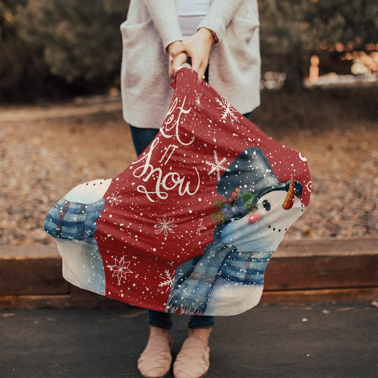 Nursing Cover for Breastfeeding Scarf, Merry Christmas Smiling Snowman Red Baby Car Covers Super Soft Multi Use for Canopy Shopping Cart Cover Blanket Stroller Cover