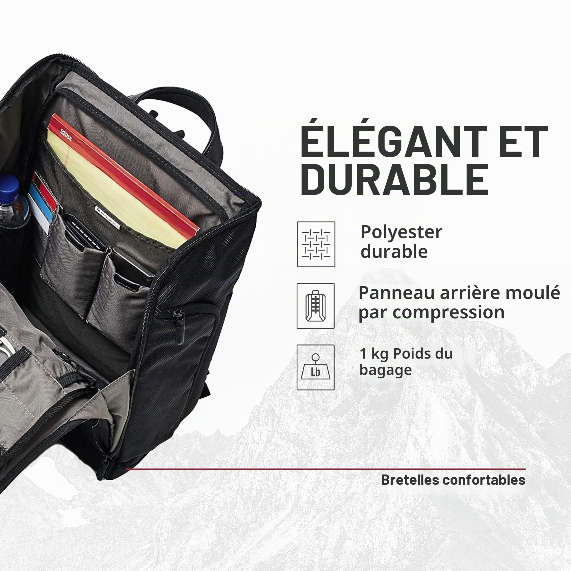 Victorinox Altmont Professional Fliptop Laptop Backpack - Sac à Dos à Rabat pour Ordinateur Portable 15,4 Pouces - 26x33x49cm - Noir