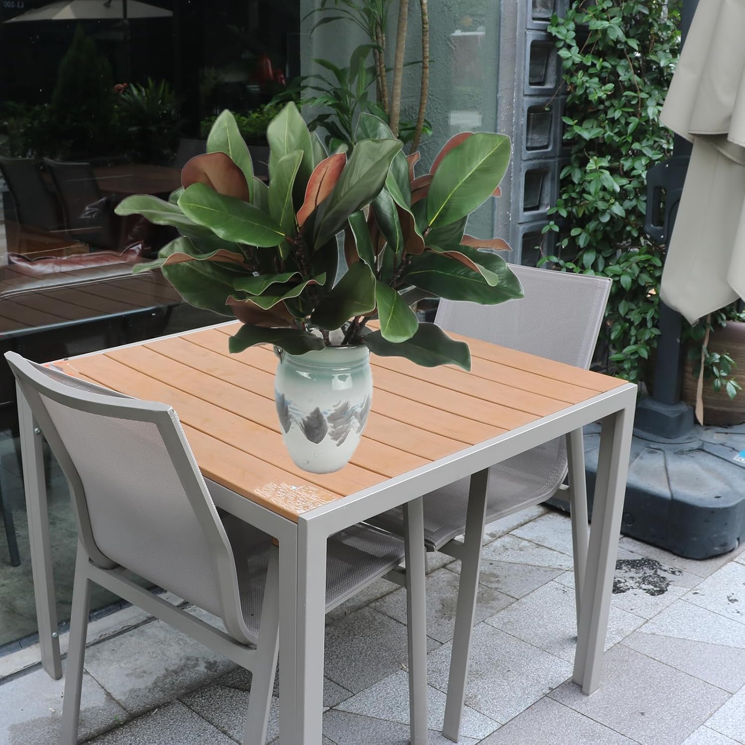 4 Pcs Artificial Magnolia Leaves Branches 22inch 3D Fake Magnolia Leaves Plant for Office Family Indoor Outdoor Decor - Image 3