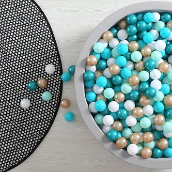 GOGOSO Ball Pit Balls for Toddler, Baby Plastic Playballs Kids Soft Pastel Pelotas Non-Toxic BPA-Free 2green+White+Gold,100 Balls